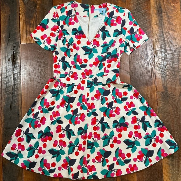 Draper James Cherry Print Fit & Flare Dress • Size 0 - Picture 2 of 9